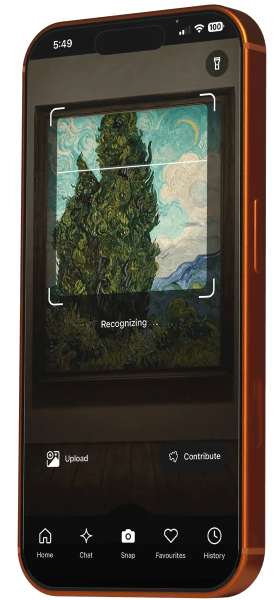 Eicon app scanning a painting in a museum gallery